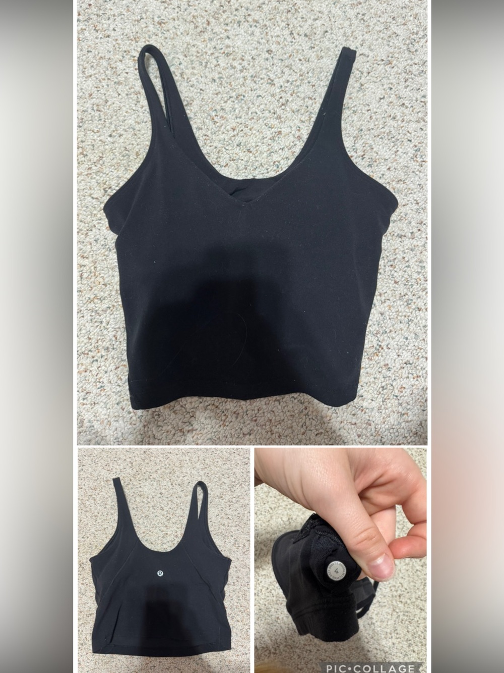 lululemon athletica Black V-Neck Crop Tank